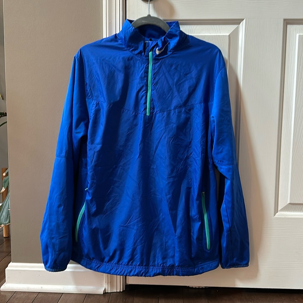Nike Golf 1/4 Zip Windbreaker Size M Blue Pullover Long Sleeve Pockets Athletic